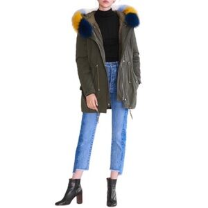 MAJE raccoon fur hooded parka jacket